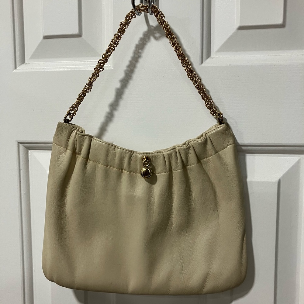 Chic Cream Chain Strap Shoulder Bag